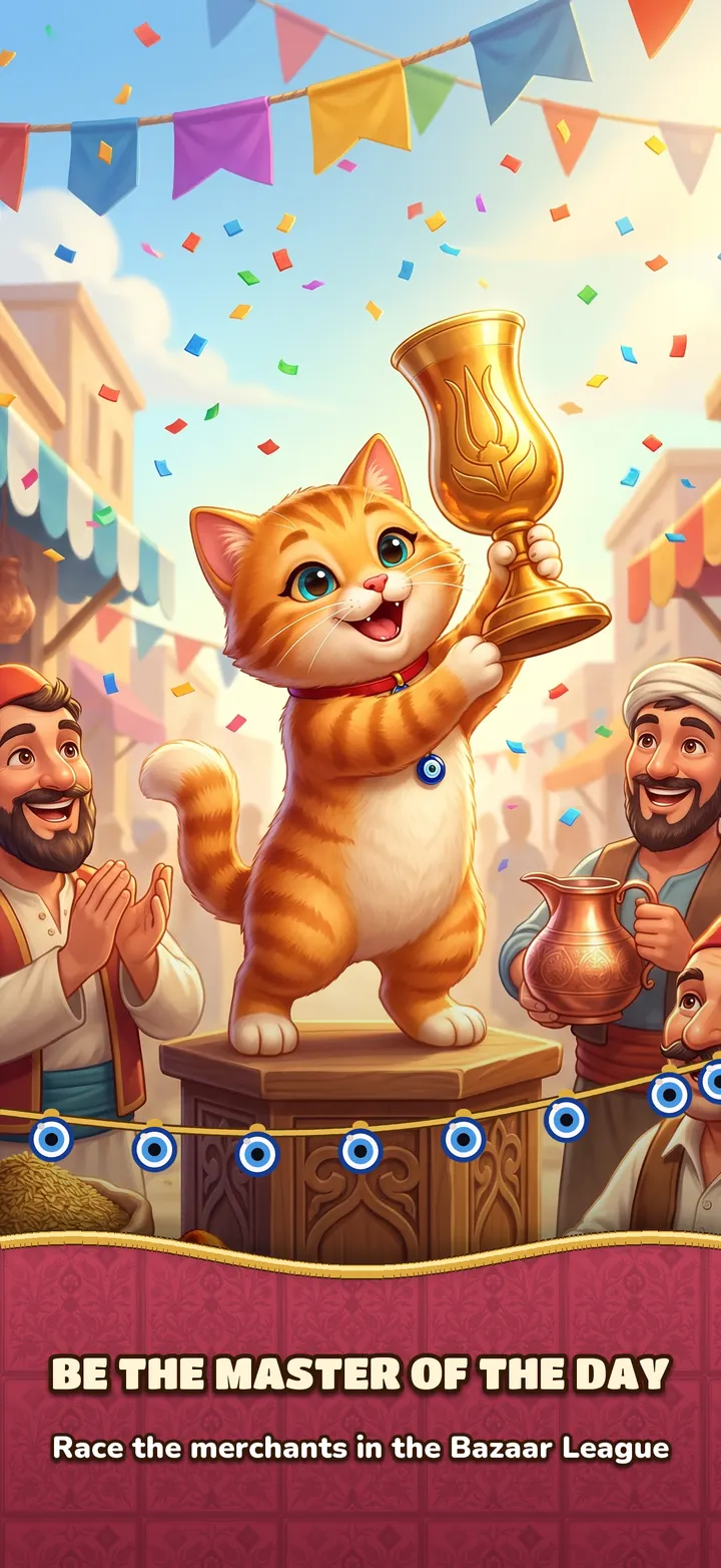 The courtyard cat celebrating in the Bazaar League